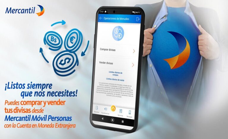 Aplicación Mercantil Móvil Personas se puede comprar y vender divisas