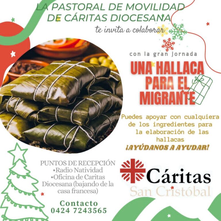 Cáritas Diocesana SC coordina “Una hallaca para el migrante”