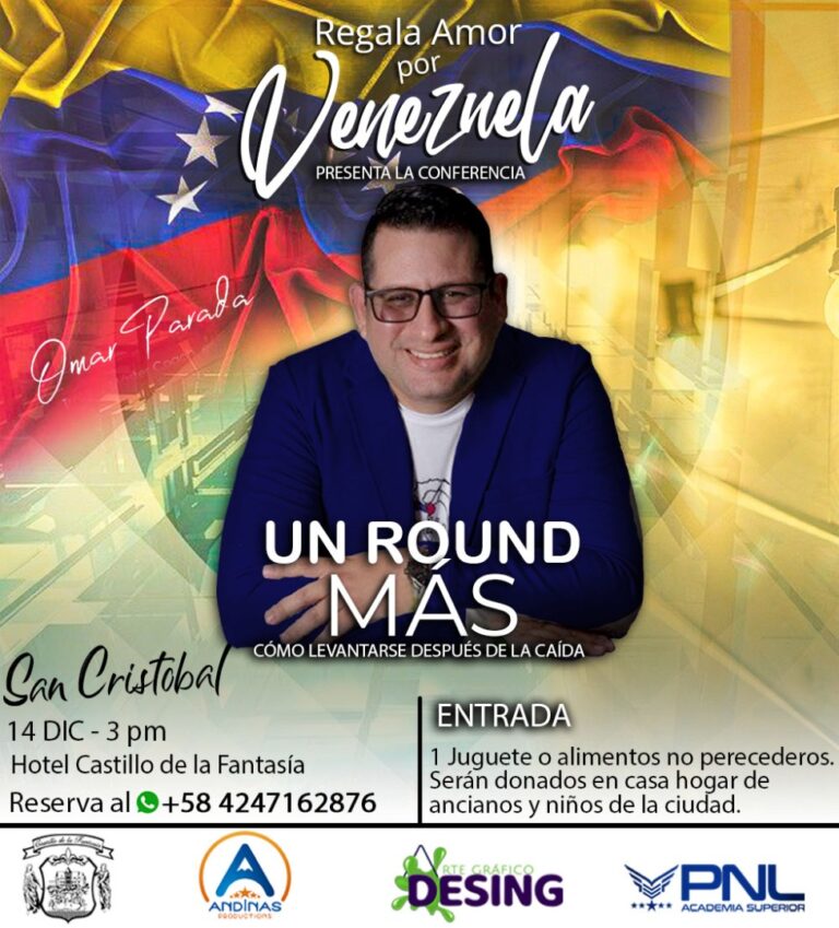 “Regala amor por Venezuela” tendrá la conferencia “Un round más” 