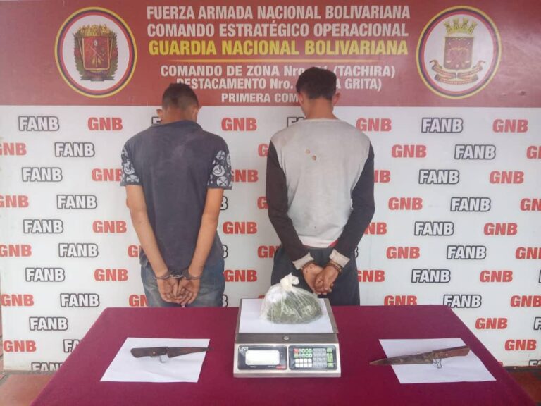En La Grita los capturan con presunta marihuana
