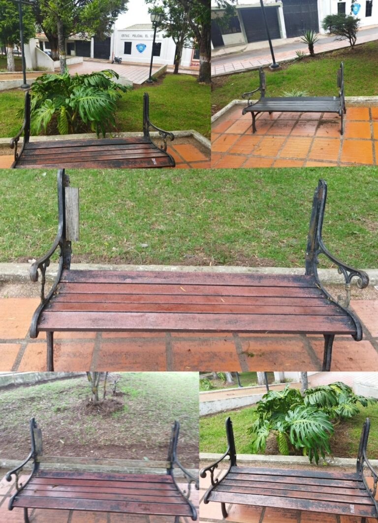 Denuncian robo de los espaldares de las bancas de la plaza Vargas en El Cobre