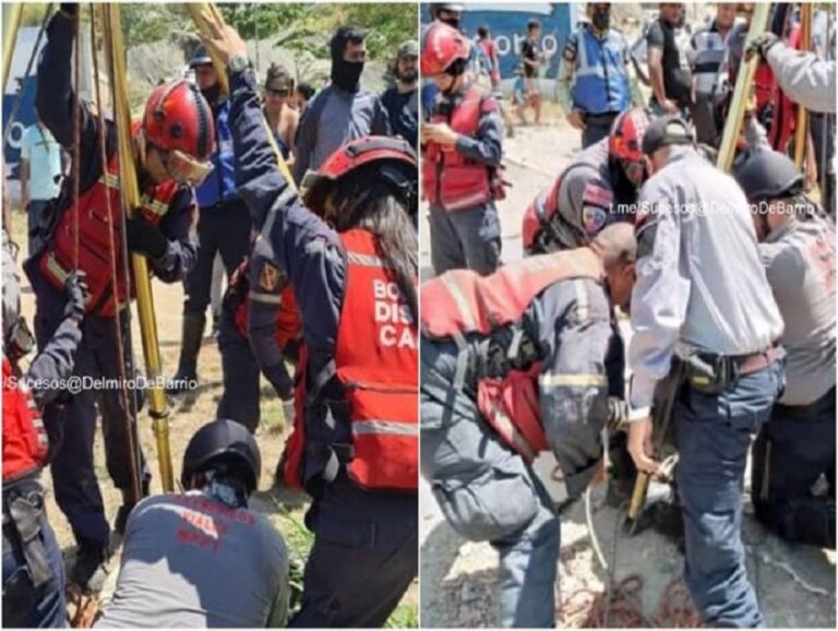 Bomberos de Caracas rescatan a niño que cayó en fosa de alcantarillado de 10 metros