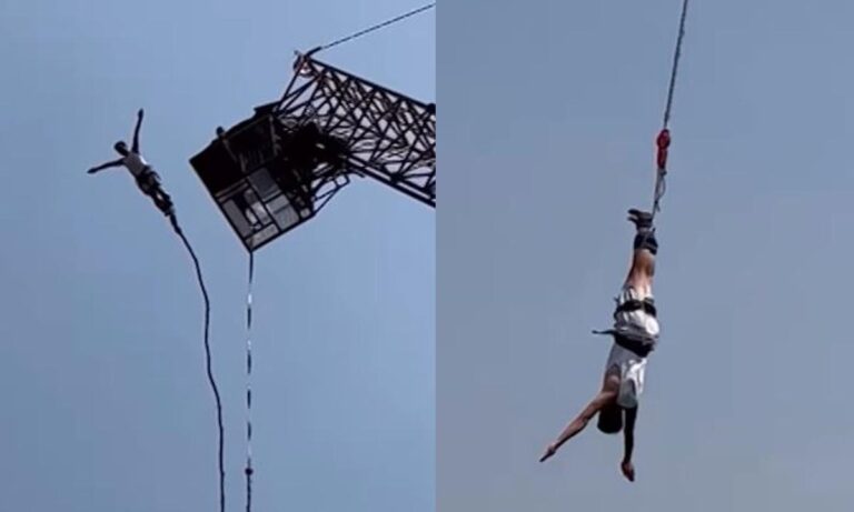 Turista vive momentos de terror al romperse la cuerda en bungee jumping en Tailandia