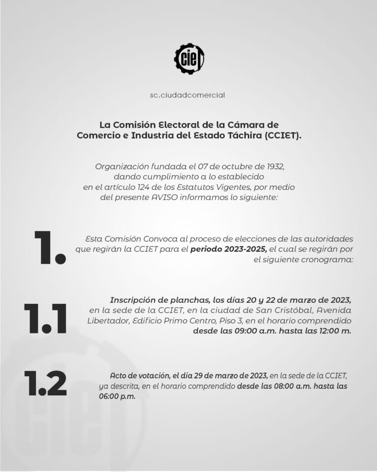 Cámara de comercio e industria del estado Táchira se prepara para elecciones