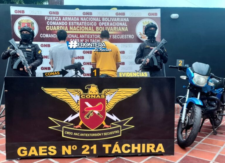 Capturan en Ureña a dos sujetos que amedrentaban con arma de fuego a sus víctimas para robarlas