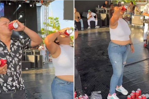 Lo que le pasó a un mujer en medio de un concurso de bebedores de cerveza