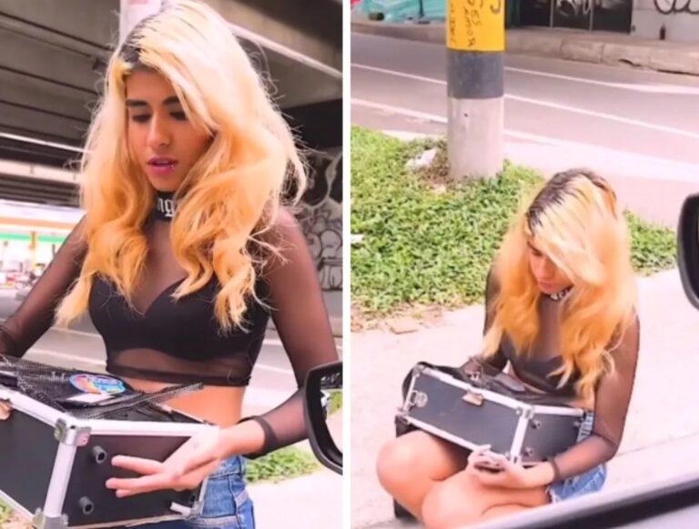 Tiktoker sorprende a cantante callejera venezolana luego que destruyeran su medio de trabajo