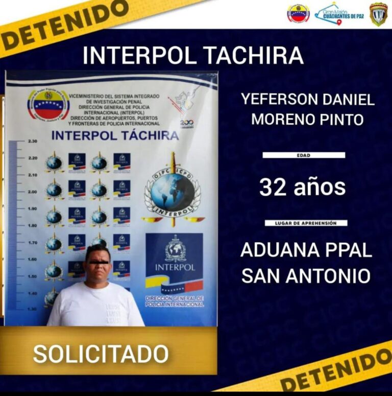 Hombre con ocho días de haber salido de Tocorón fue aprehendido en frontera por homicidio