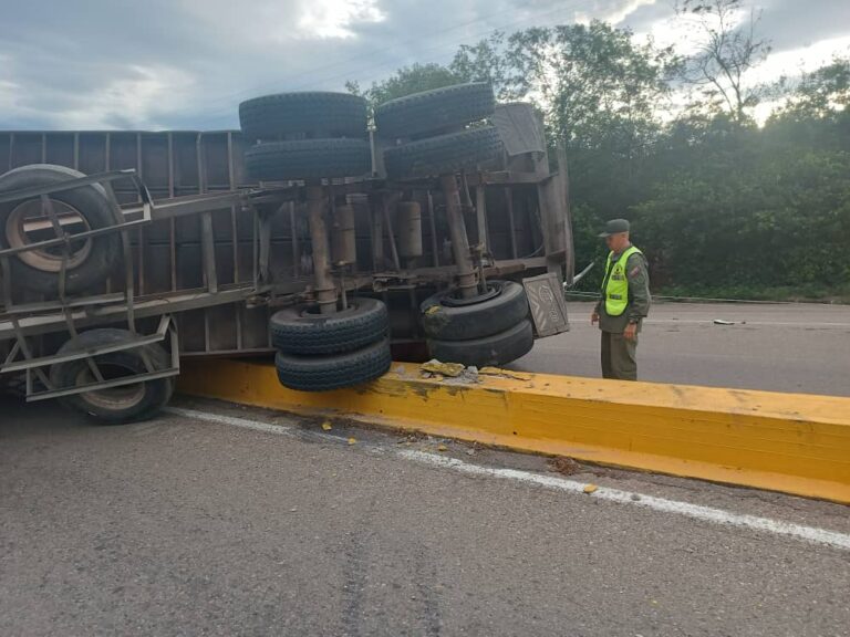 Se volcó gandola a escasos metros del peaje de San Antonio