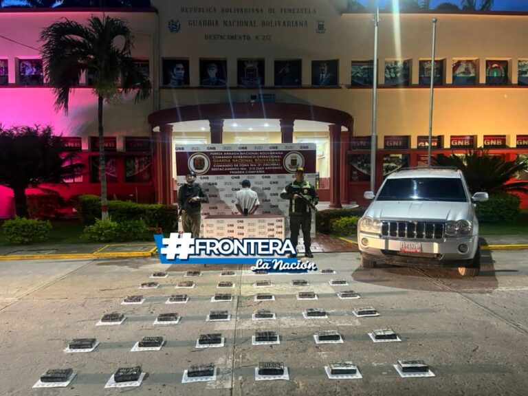 Capturan a hombre tras cruzar el puente Simón Bolívar con 36 panelas de cocaína ocultas en su carro