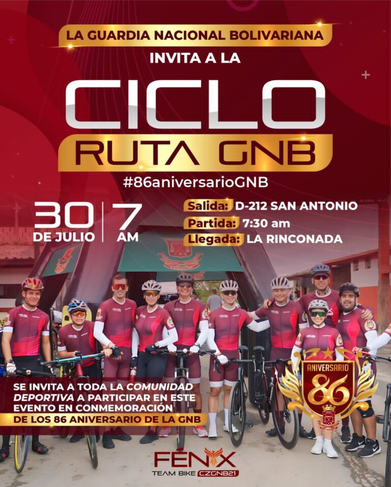 Invitan a la Ciclo Ruta GNB San Antonio – La Rinconada