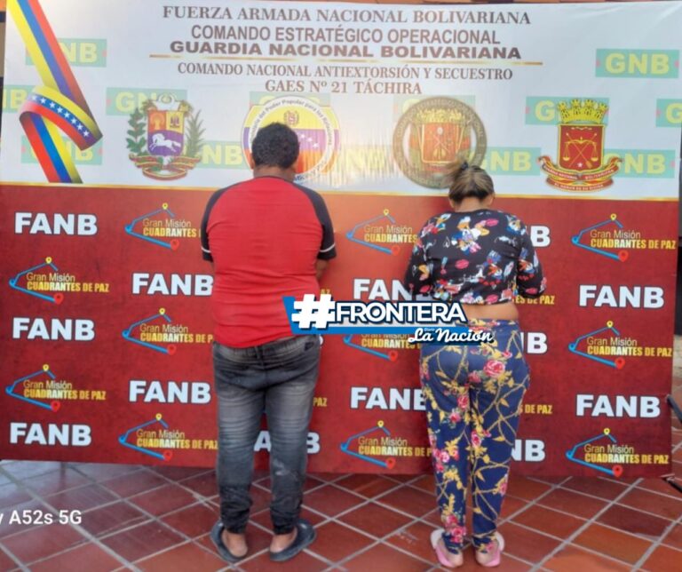 Capturados dos integrantes del Tren de Aragua tras secuestrar a pareja en San Antonio del Táchira