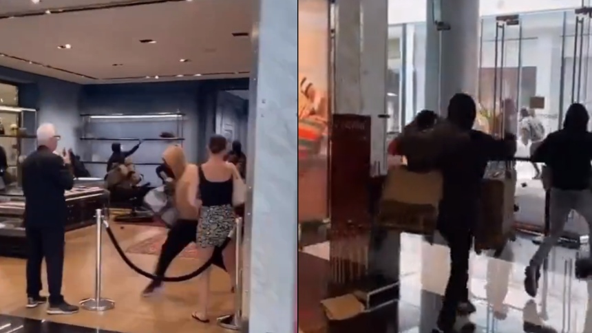 A lo piañas: Así fue el robo viral en tienda de lujo de Beverly Hills, delincuentes se llevaron de todo