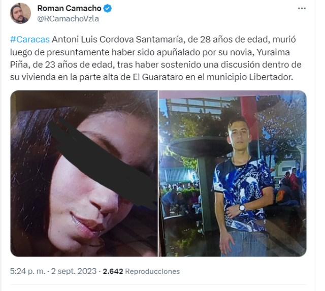 CICPC capturó a una mujer por presuntamente apuñalar a su novio en Caracas