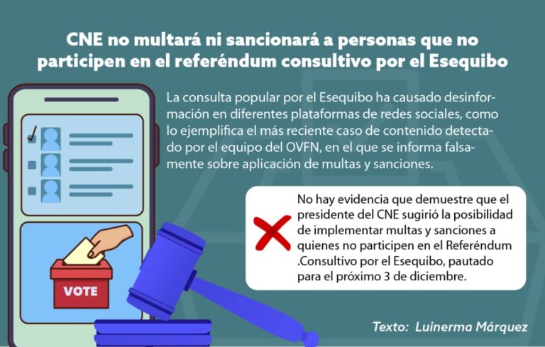 CNE no multará ni sancionará a personas que no participen en el referéndum