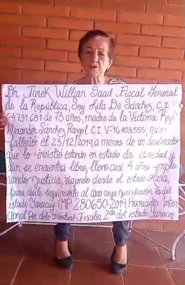 Lara | Madre clama al fiscal Saab justicia en homicidio de su hijo