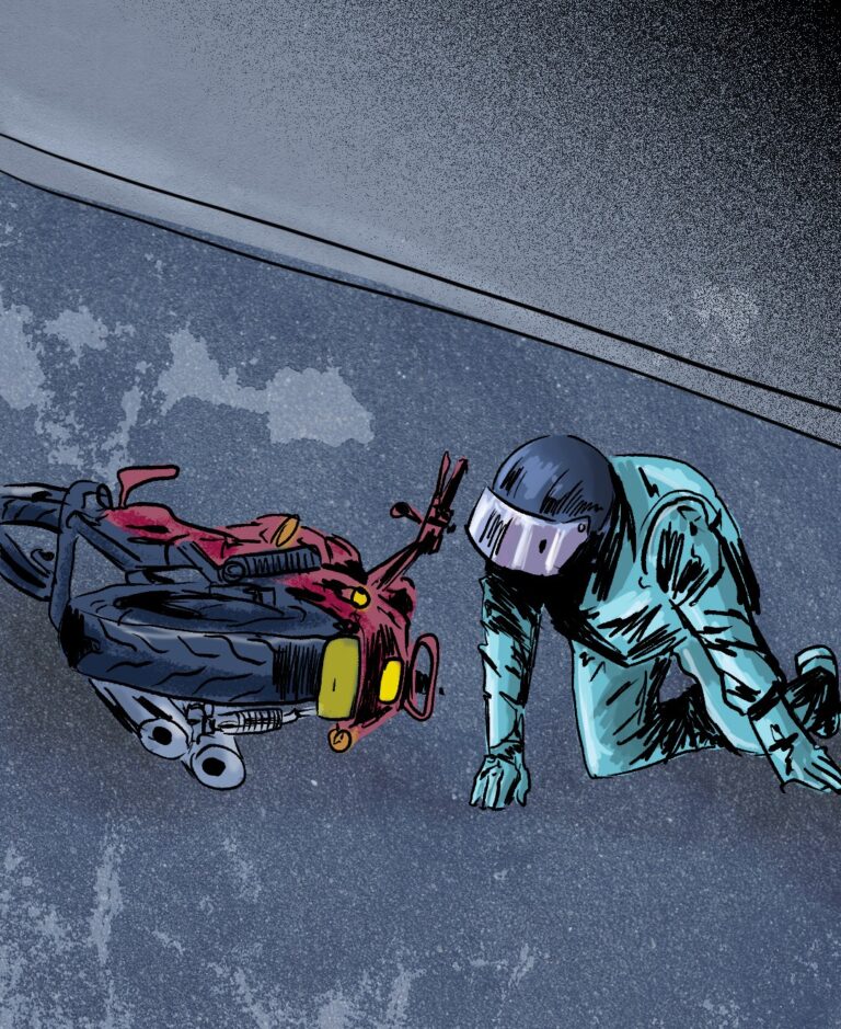 Lesionado tras caer de su moto en el distribuidor de Palmira