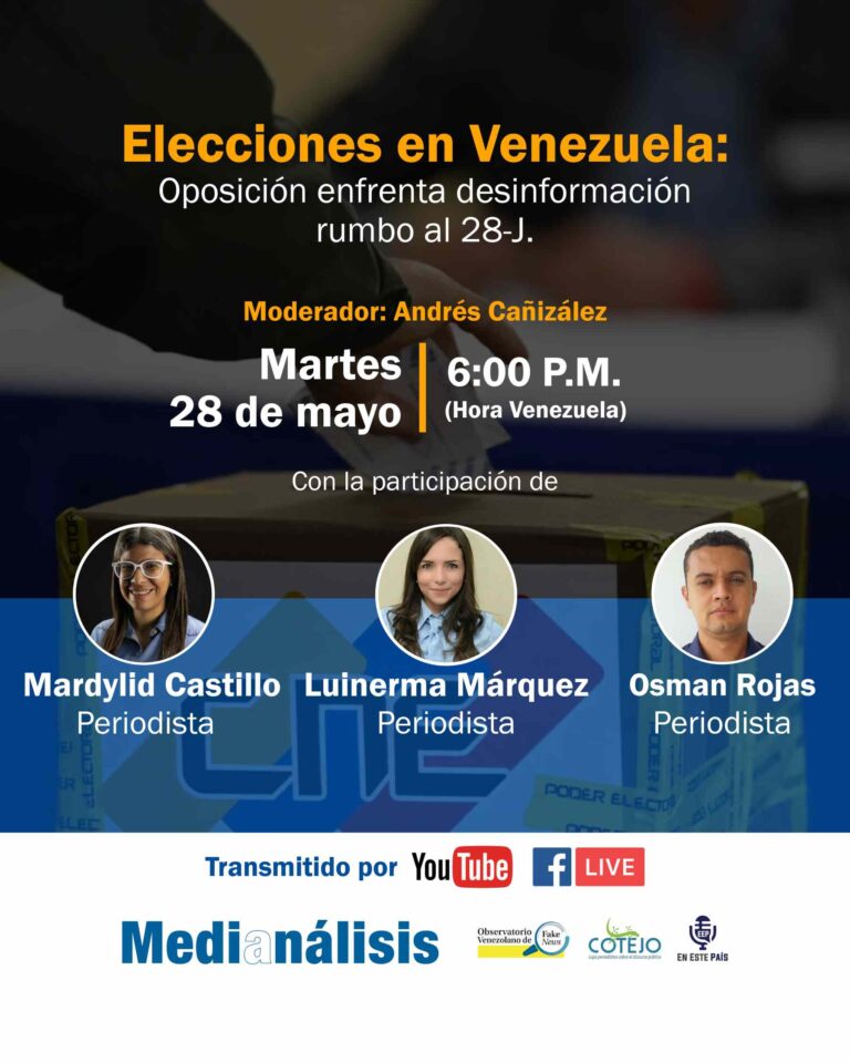 Medianálisis realizará evento virtual sobre la desinformación electoral que afecta a la oposición venezolana rumbo al 28J
