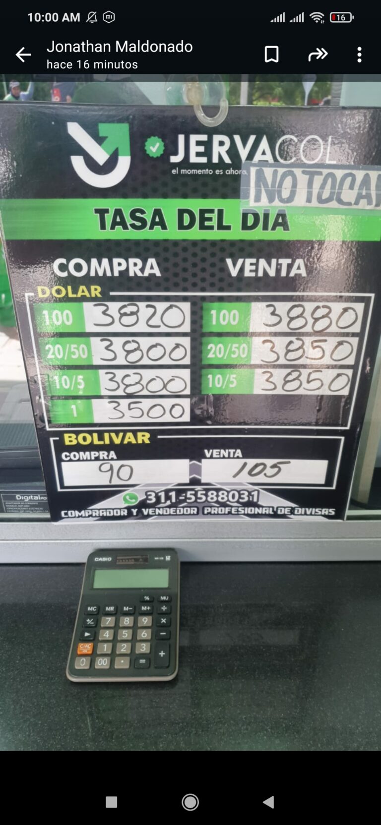 Precio del dólar este 28J