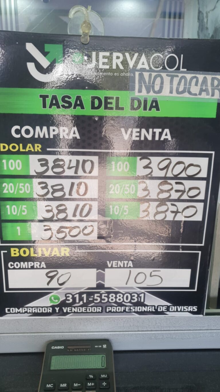 Precio del dólar este jueves