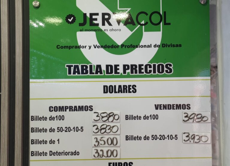 Precio del dólar este 6 de agosto