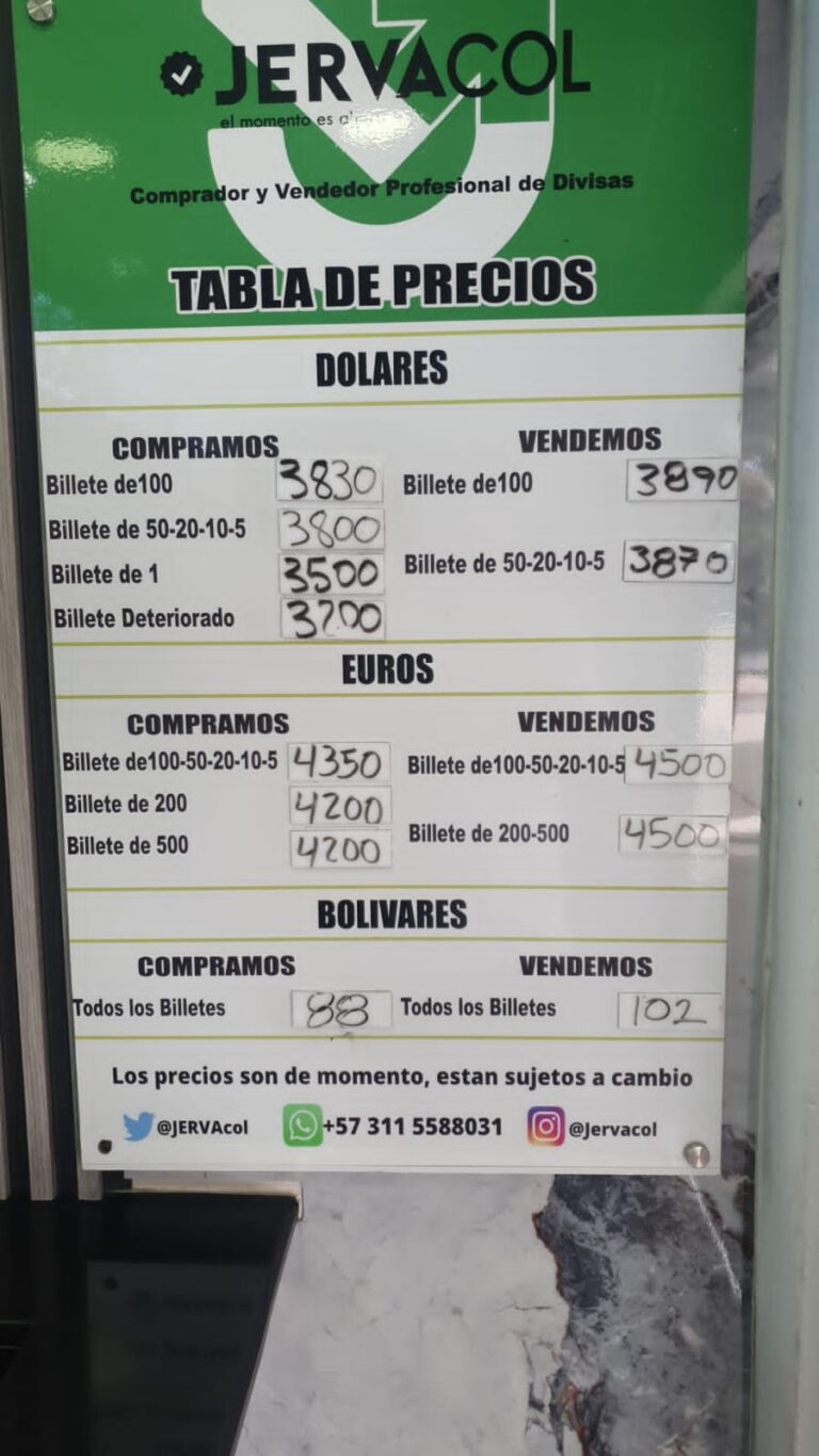 Precio del dólar este miércoles