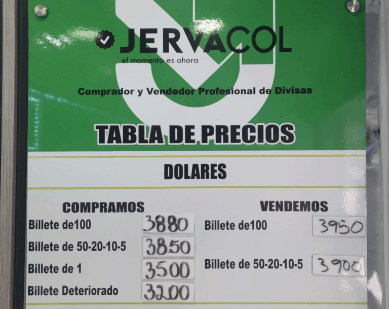 Precio del dólar este 5 de agosto