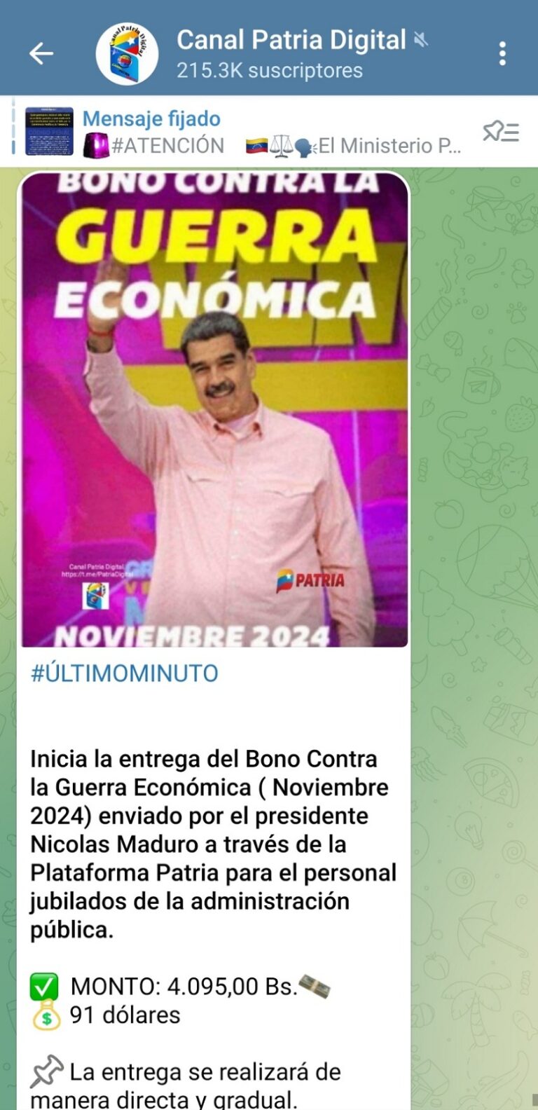 Pagan 2.025 bolívares del Bono Contra la guerra Económica