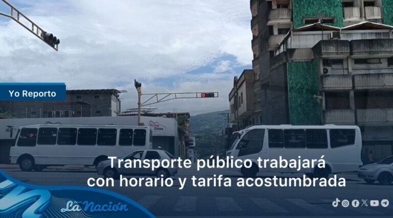 Transporte público trabajará en horario y tarifa acostumbrada