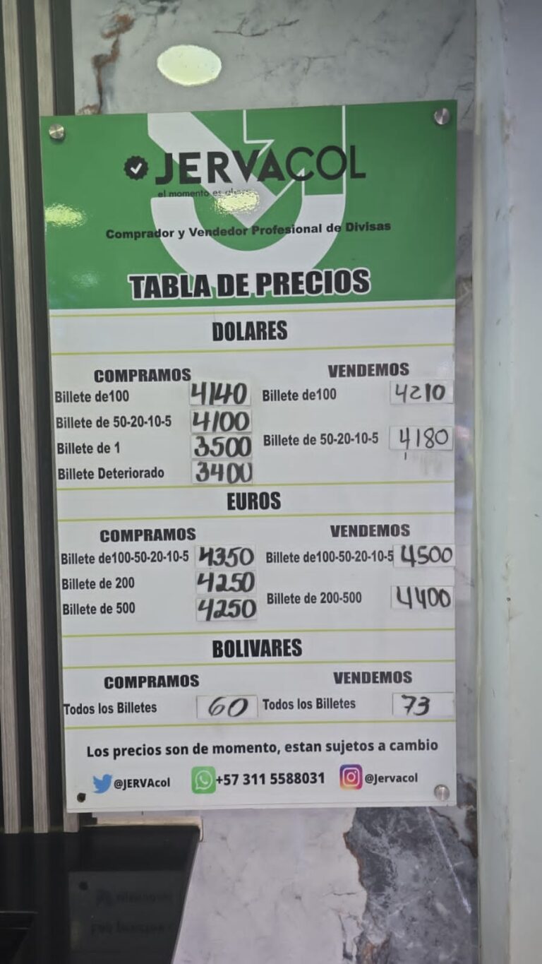 Precio del dólar este miércoles