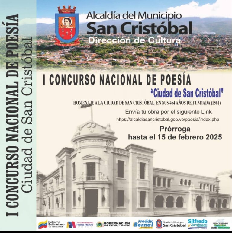 Concurso de poesía de la alcaldía de San Cristóbal hasta el 15 de febrero