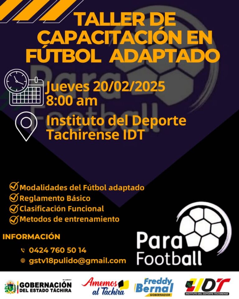 El Instituto del Deporte Tachirense invita al taller de capacitación en Parafootball “Táchira 2025”