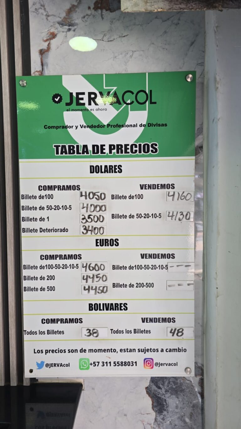 Precio del dólar este Jueves Santo en frontera