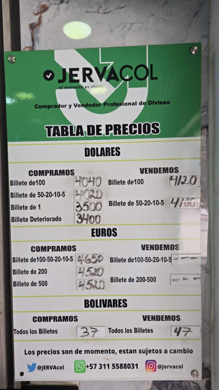 Precio del dólar este 28A en frontera