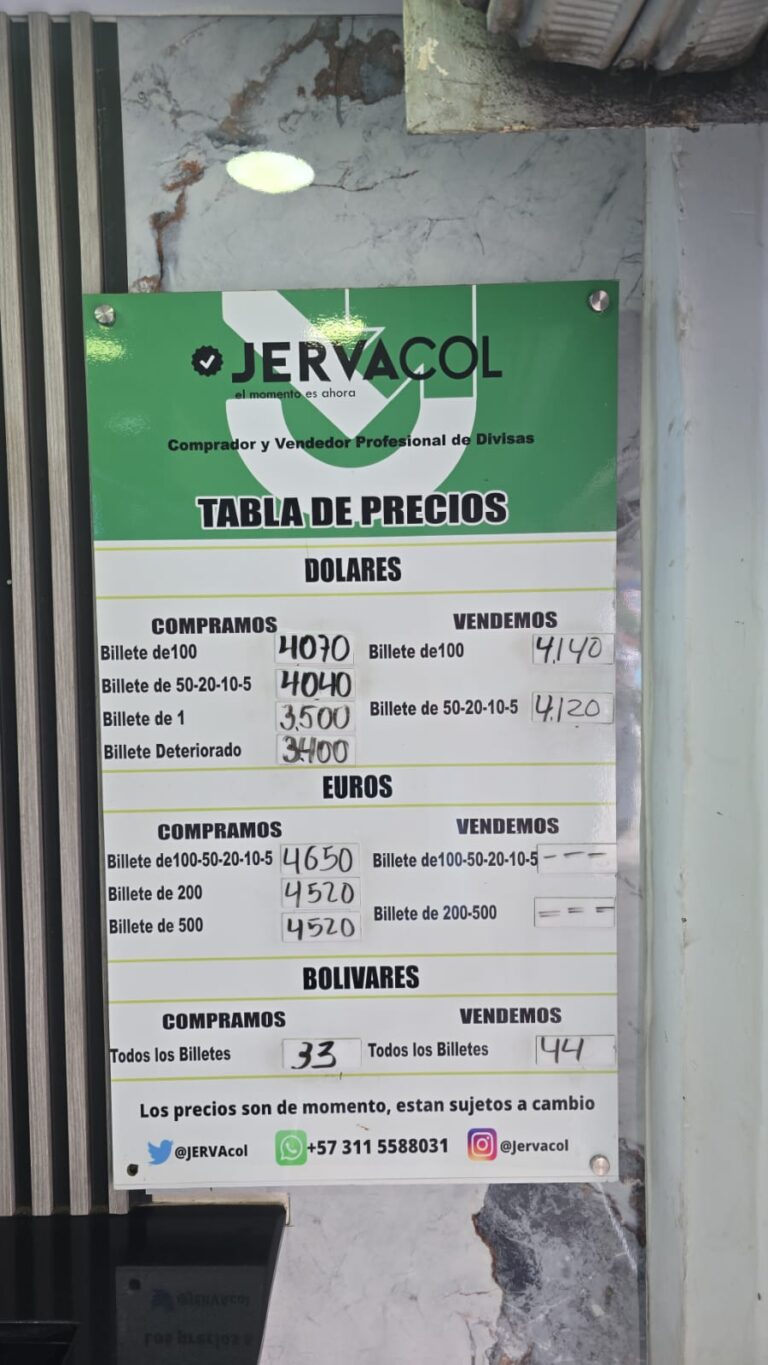 Precio del dólar este miércoles