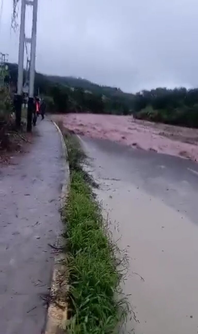 El río Torbes se llevó parte de la carretera en el barrio El Río