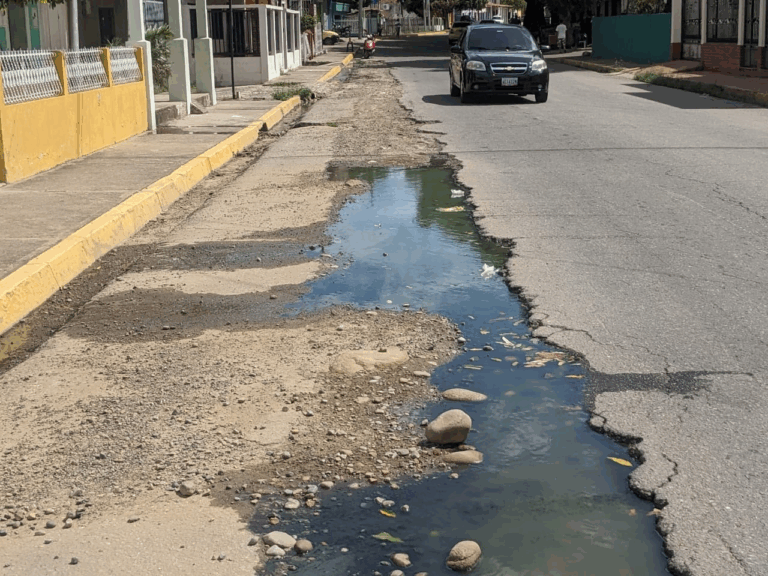 Bote de aguas putrefactas en vía principal de El Palotal