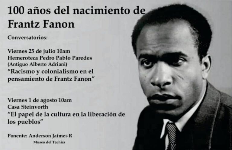 En hemeroteca estadal,Anderson Jaimes hablará sobre Frantz Fanon