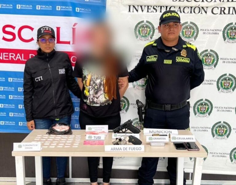 Capturada por porte ilícito de arma de fuego y tráfico de estupefacientes