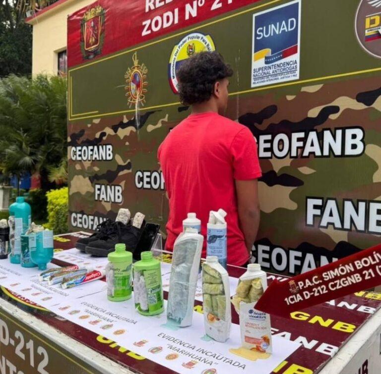 Cruzó frontera con más de dos kilos de droga ocultos en 16 envases de plástico