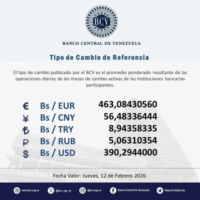 Dólar oficial rompe la barrera de los 390 Bs.