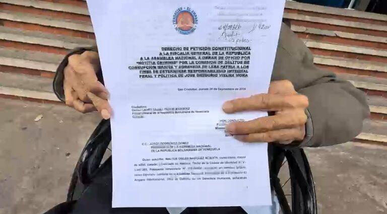 Walter Márquez solicita el enjuiciamiento y allanamiento de inmunidad parlamentaria de José Gregorio Vielma Mora